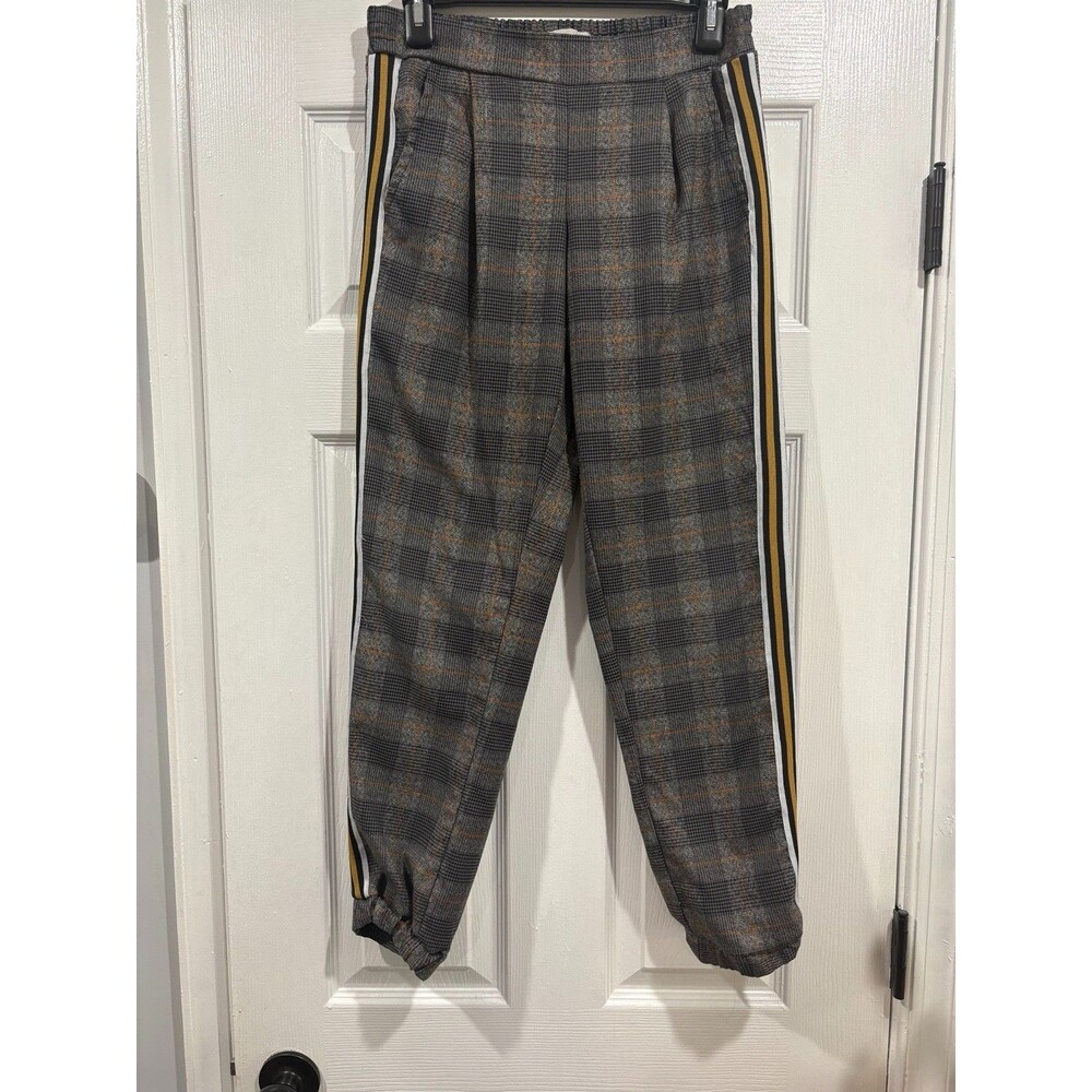 Harmony + Havoc Women’s Size 5 Gray Plaid Side Stripe Pull On Pants